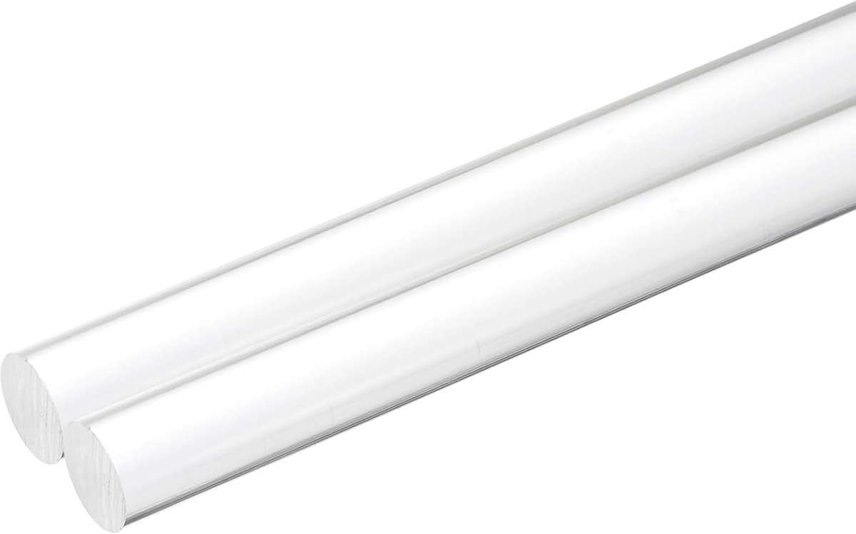 2 stuks ronde staven van acryl, 20 mm x 300 mm, helder, acryl, ronde staven, kunststof sticks, strips voor doe-het-zelf knutselen, verlichting, tuindecoraties, 20 mm x 300 mm