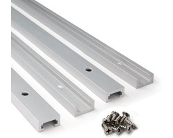 300 mm aluminium T-track slider met schroeven dubbel gesneden profiel universeel met voorgeboorde montagegaten voor houtbewerking en klemmen, doe-het-zelf gereedschap (afmetingen: 300 mm, 4