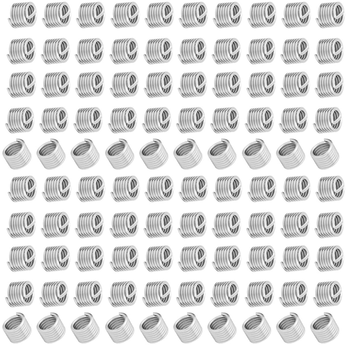 100 stks Schroefdraad Inserts 304 Rvs Reparatie Assortiment Kit Type Schroef Beentje M6x1.0x1.5D, pakking Borgring