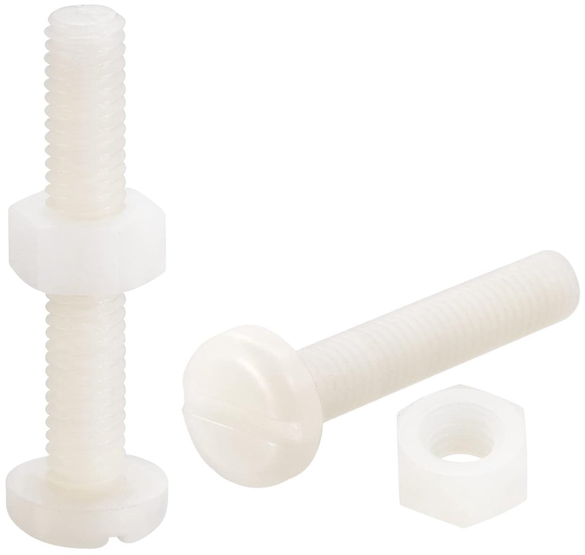 sourcing map 20 paar nylon schroefmoerkenset voor machines elektronica M6 x 35 mm platte schroef & M6 zeskantmoeren wit