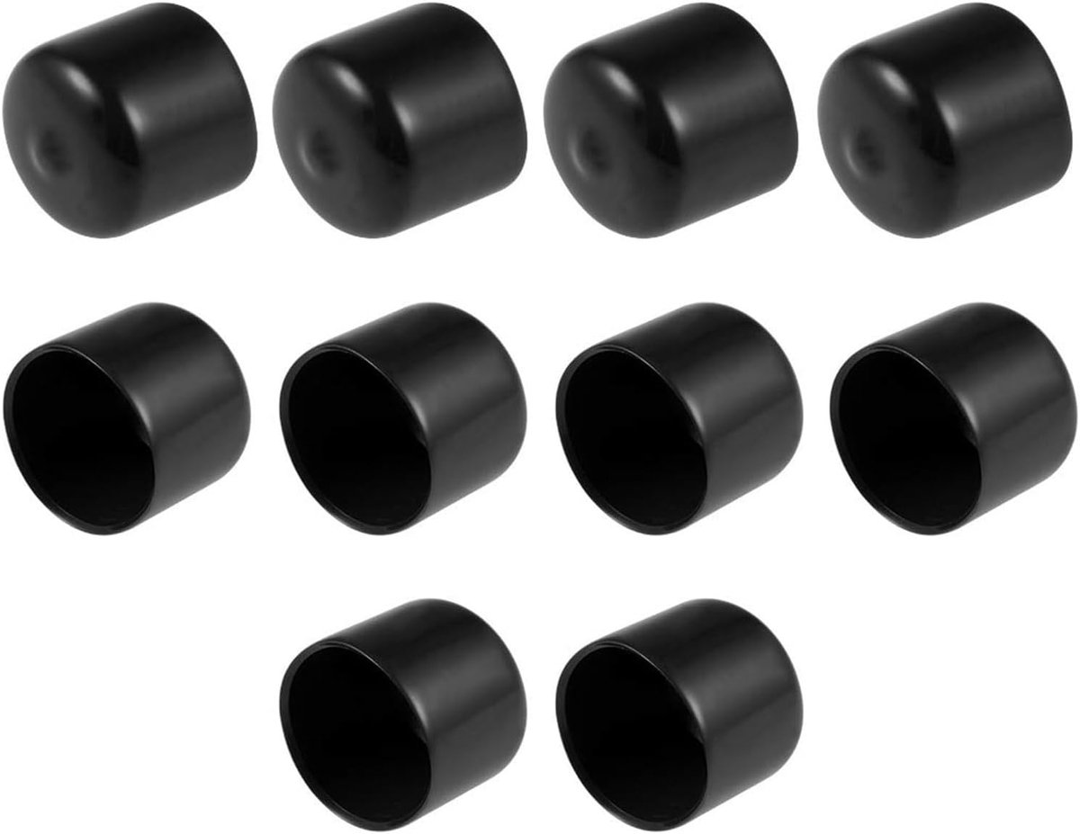 10 stuks rubberen eindkappen, 24 mm ID ronde flexibele schroefeindkappen draadbeschermers, zwarte vinylboutafdekkingen rubberen hoezen voor schroeven, buizen, kabels, draden, enz