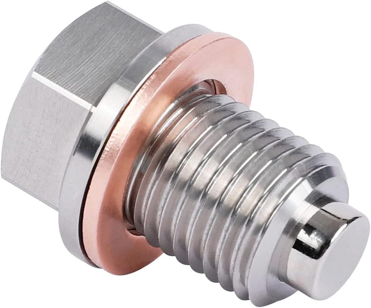 olieaftapplug, M14 x 1,5 roestvrijstalen oliecarter, magnetische olieaftapplug, auto-olieplug, vervangende fittingen voor de meeste auto's