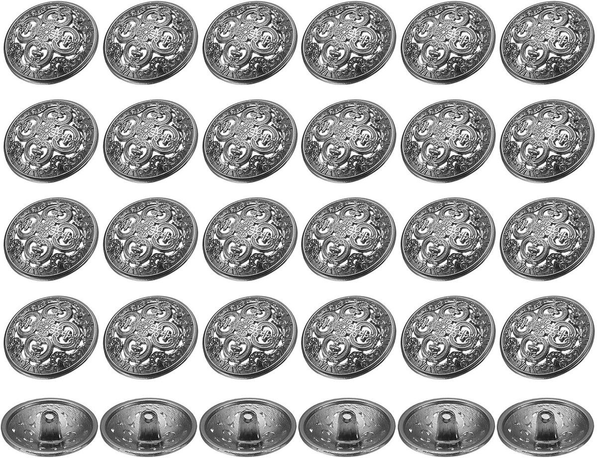 30 stuks 40 L metalen ronde holle naaiknopen 25 mm 1 inch zinklegering kleding handwerk reserveknop voor mannen vrouwen mantel uniform hemd pak, zwart