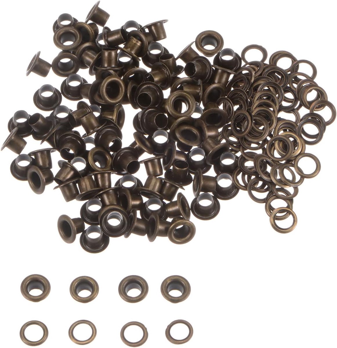 Sourcing map Set van 100 spuitmonden met metalen ogen, 3 mm, 0,12 inch, voor schoenen, kleding, riemtas, doe-het-zelfproject, brons