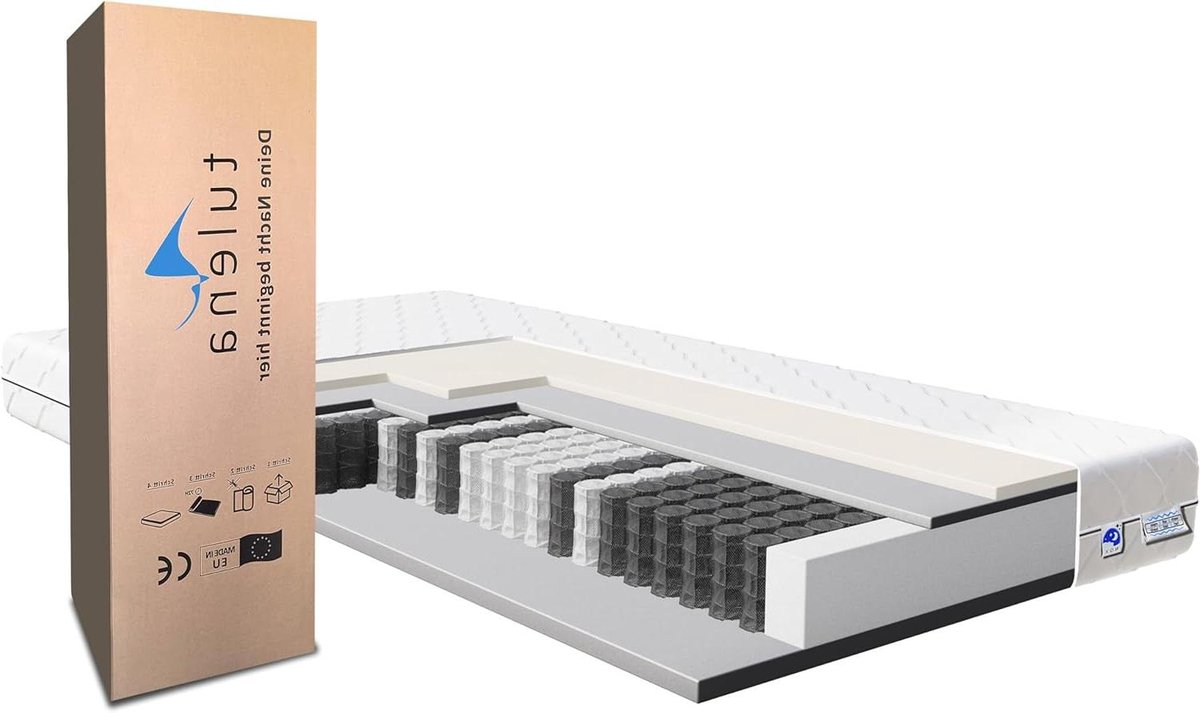 Pocketveringmatras - Binnenveringmatras Rolmatras - Comfortabel Slapen - Dubbelzijdig Comfort - 120 x 190 cm - Wit