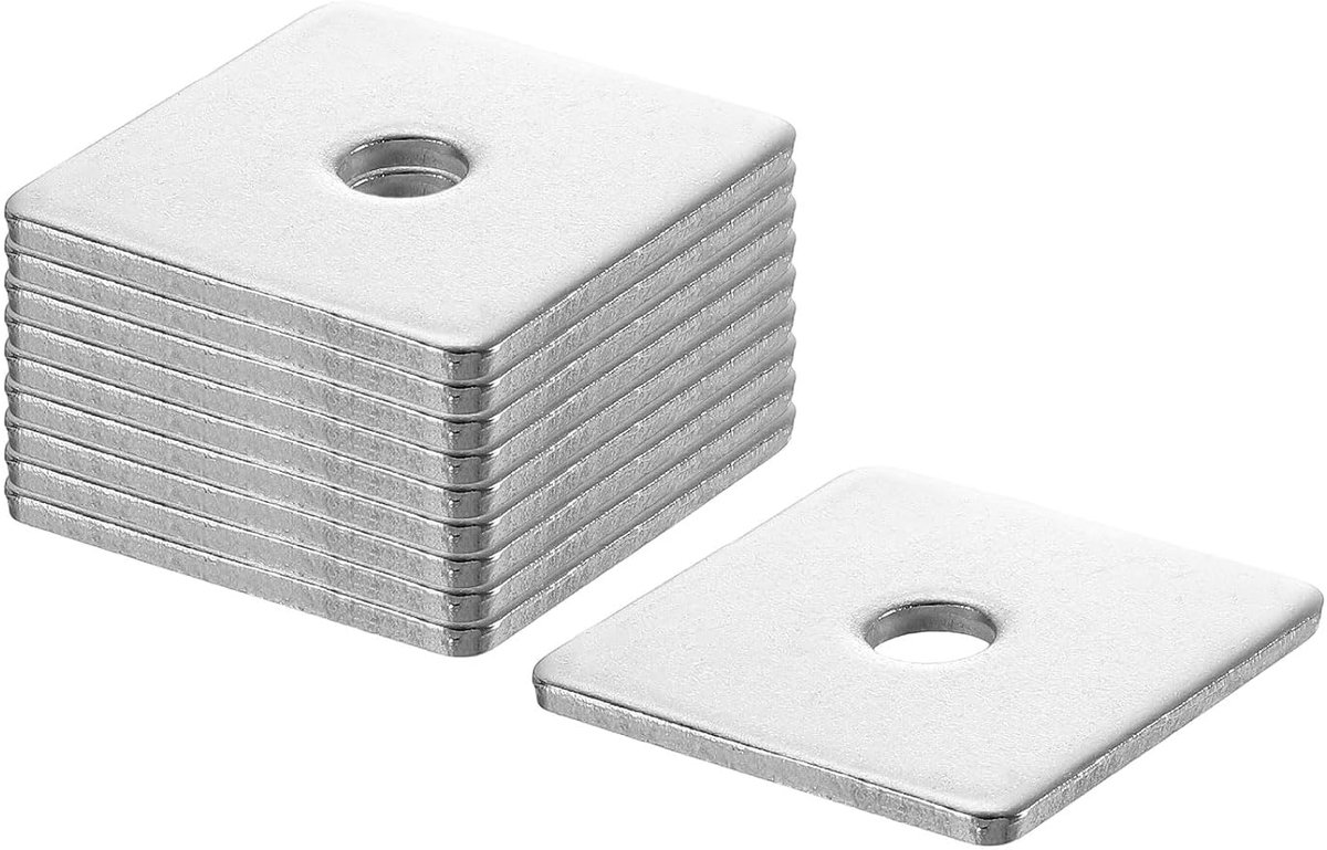 Vierkante sluitring voor 5/16" schroef, 304 roestvrij stalen lagerplaat, platte afstandhouders, afdichting voor machinereparatie, buitenbouw (0,08 inch dikte)