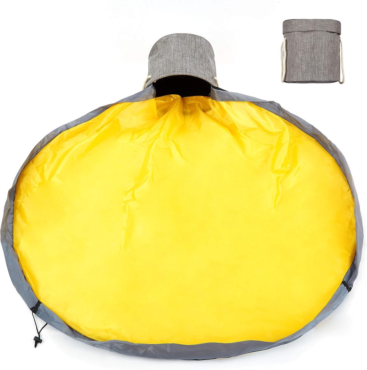 Speelgoedopbergmand voor kinderen met deksel, opbergtas voor Lego organizer, tassen, draagbare speelmat, 150 cm, grote speelgoedzak, 150 cm, snellere opruiming (grijs-XL)