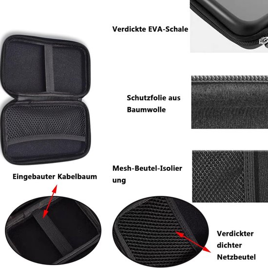 beschermhoes voor in-ear hoofdtelefoon, 14 x 10 x 4 cm, met 1 binnenvak voor 2,5 inch MP3-speler, hoofdtelefoon, USB-kabel, sleutel en kaart — afbeelding 4