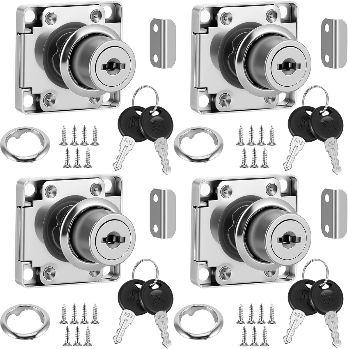 4 stuks kastslot, 22 mm cilinder meubelslot met sleutel | Kastslot, kastslot voor meubels, kast, lade, huishouden, kantoor