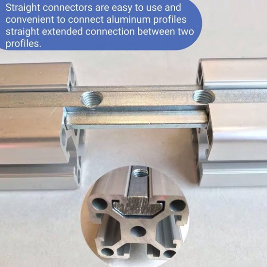 6 stuks verbindingsstukken aluminium profiel 30x30, aluminium profielconnector, 180 mm profielconnector voor 30X30 met M6 profielen schroeven voor constructieprofielen aluminium profiel 3030 — afbeelding 3