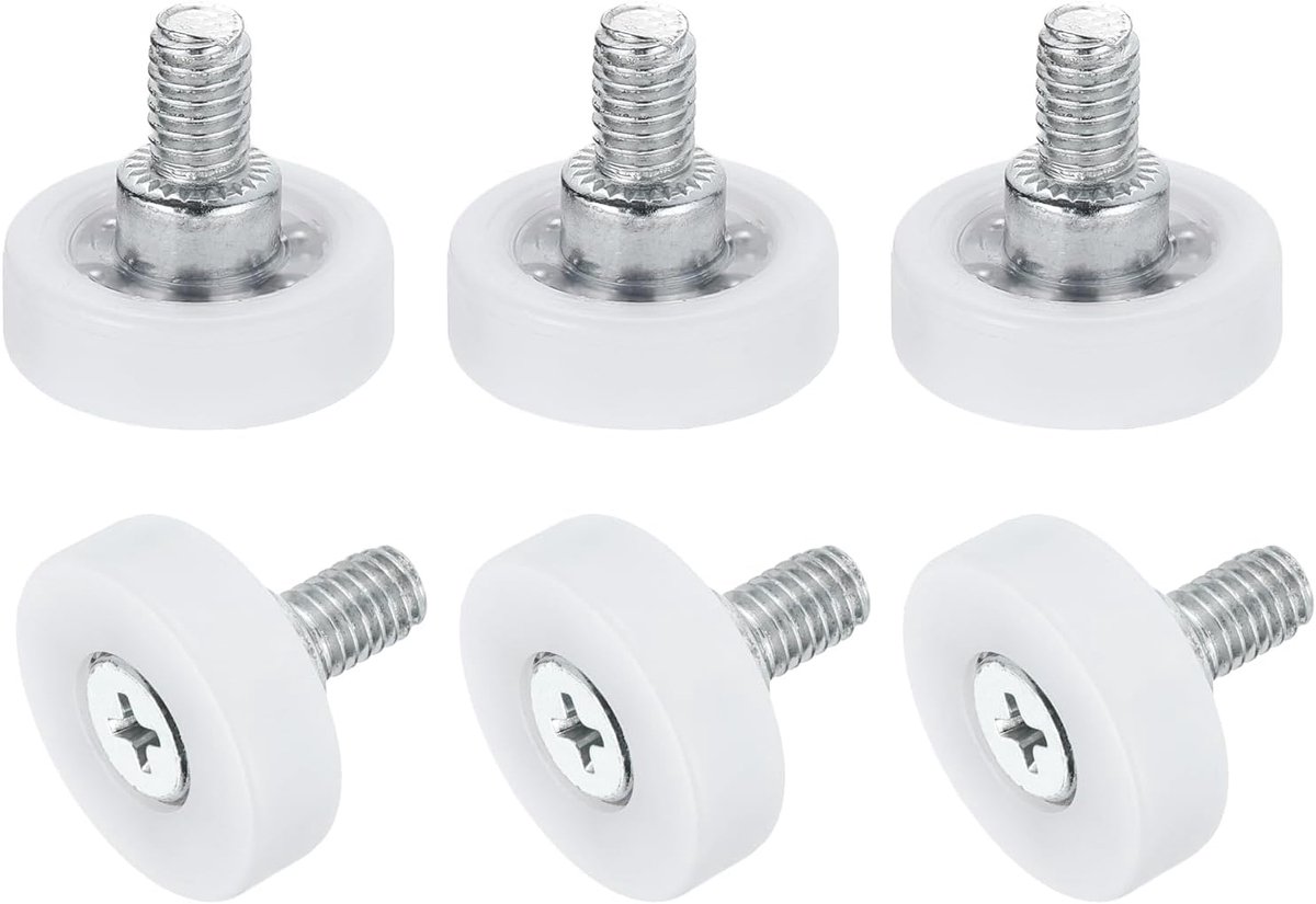 6 wielen voor laden, 22 mm, schroefdraad M6 x 0,35 inch, kunststof riemschijven, plat oppervlak, kleine wielen voor laden, reservelagers