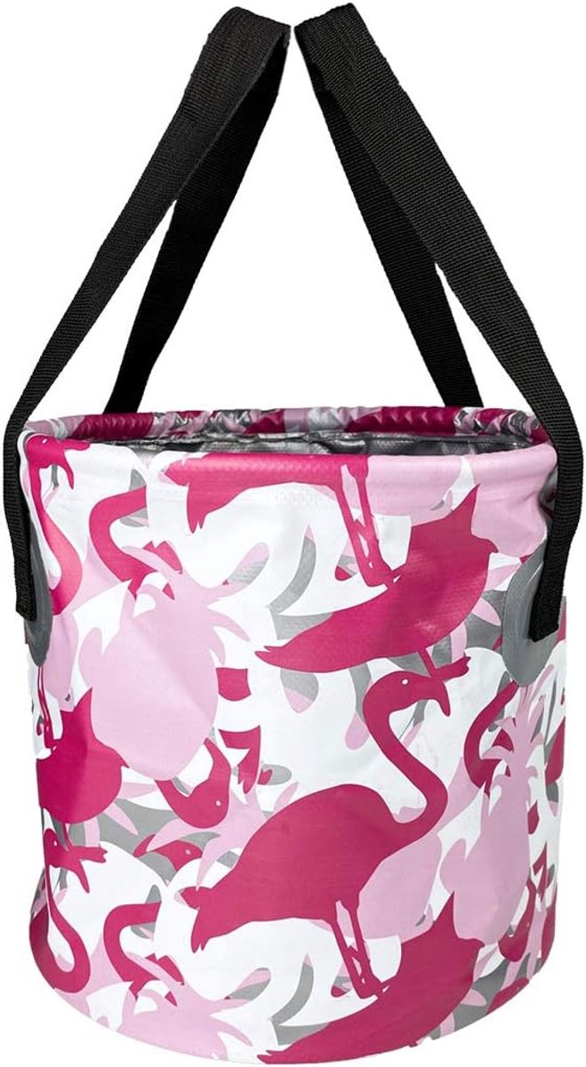 Opvouwbare opvouwbare emmer | robuust, opvouwbaar, ruimtebesparend voor onderweg, tuin, outdoor, vissen & kamperen | spoelbak (roze camouflage, 10 L)