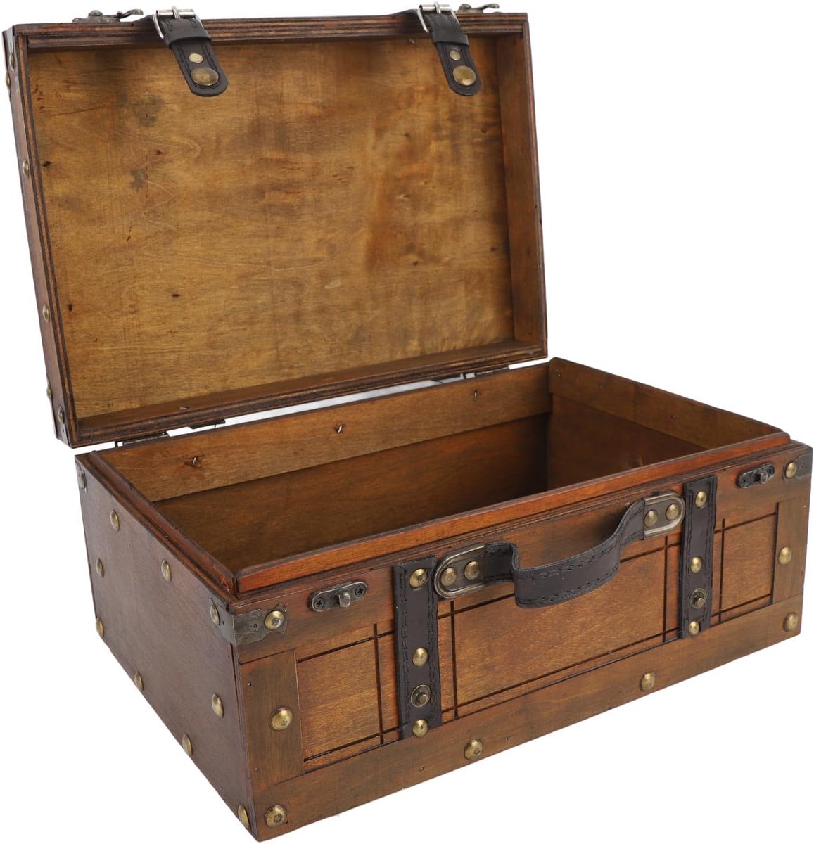 Vintage rustieke houten kist, groot (36 cm L x 28 cm B x 24 cm H), noodlijdende houten kist, multifunctionele opbergkoffer voor kleding, speelgoed, fotoprop