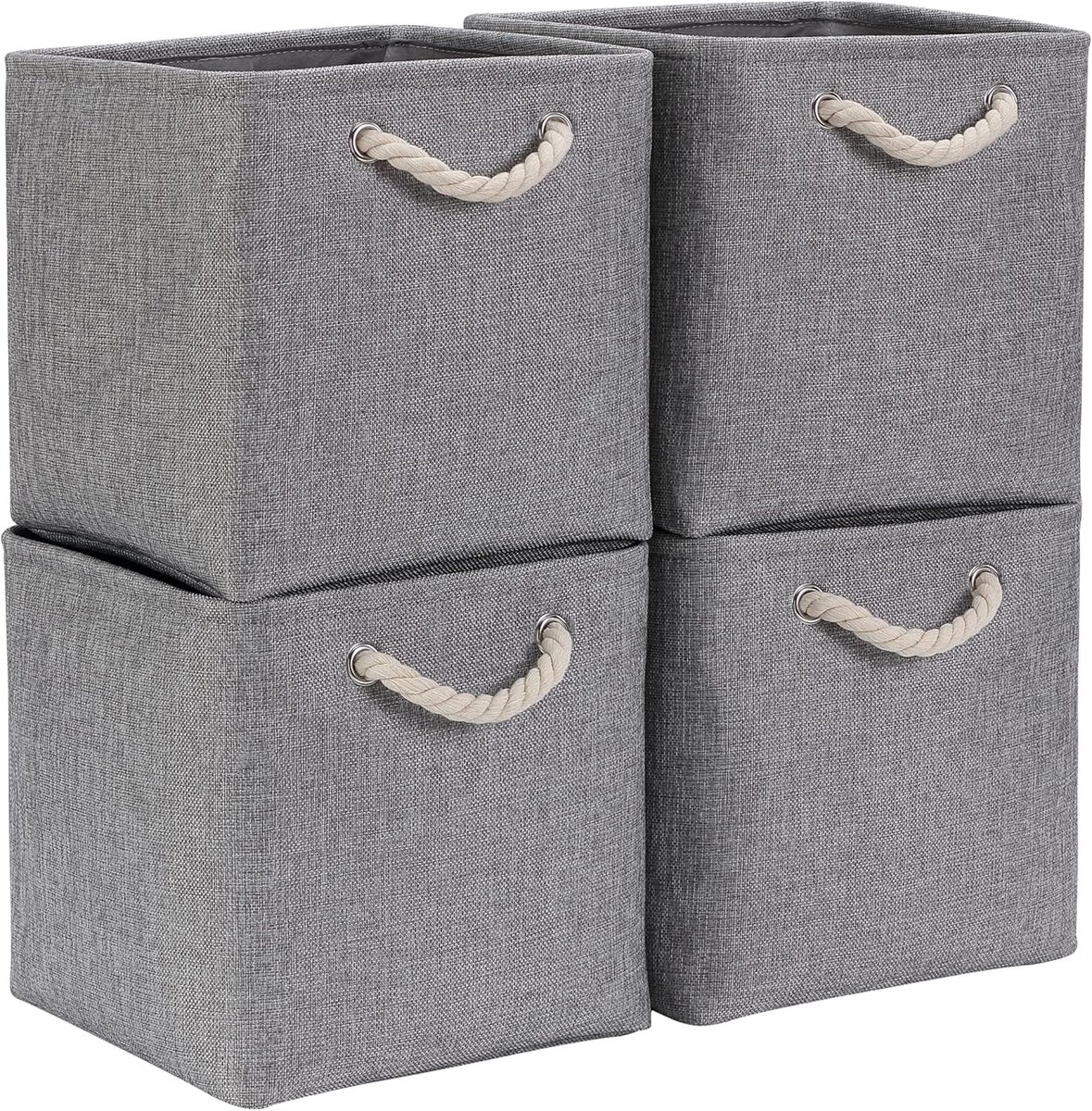 Opvouwbare Opbergkubus, canvas Opbergboxen van 28x28 cm voor kasten, planken en garderobes, grijs (28x28x28 cm, 4 stuks) | Versterkte metalen rand, wasbare lichtgewicht stoffen organisatoren past op standaard kubusplanken, kledingkast en kastopslag
