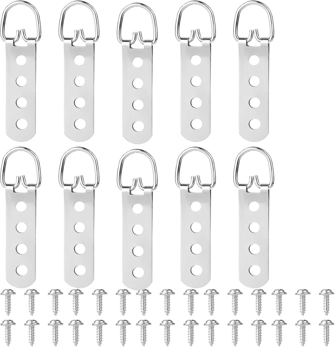 10 stuks hangers voor zware foto's, met schroeven en D-ringen, voor fotolijsten en kunstwerken, veilig en duurzaam frame