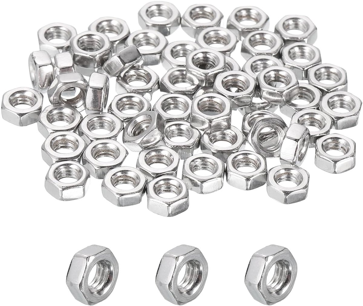 50 stuks zeskantmoeren, M4 x 0,7 mm, roestvrij staal, 316, metrische zeskantmoeren, dikke schroefdraad voor elektronica, machines, doe-het-zelf