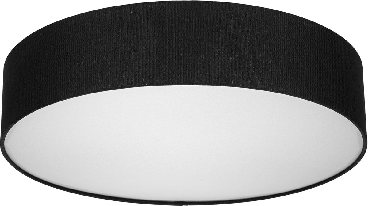 Plafondlamp - plafondlamp rond 50 cm met stoffen lampenkap in vintage-look – ideaal voor slaapkamer en woonkamer, zwart | Stijlvolle linnen lampenkap, inclusief zes E27-fittingen, ideaal voor woonruimtes en slaapkamers
