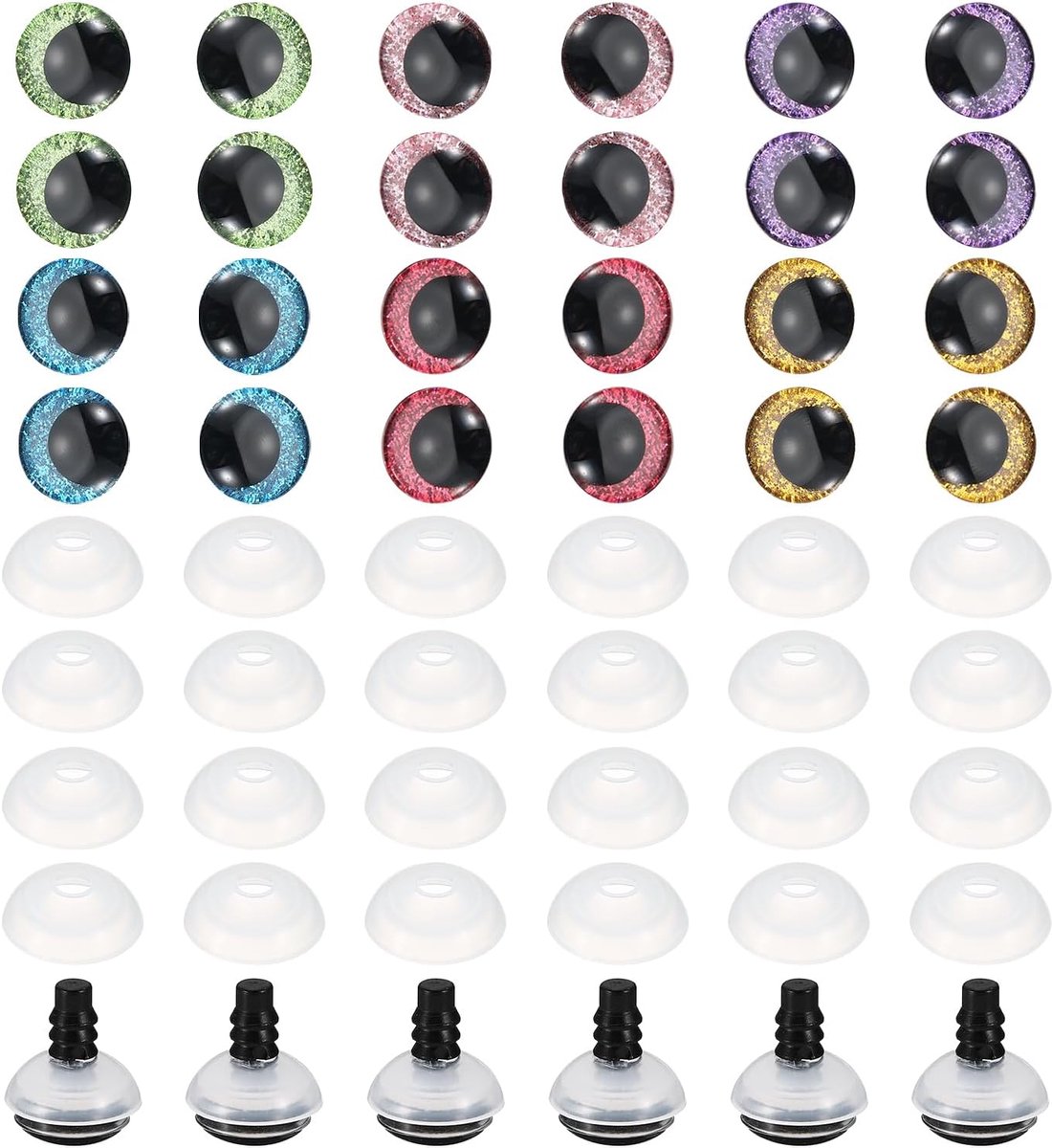 Ogen, 60 Stuks Pop Realistische Kleurrijke Breiwerkveiligheidsogen voor Decor Breiwerkaccessoires Poppen Knutselen, Gemengde Kleuren