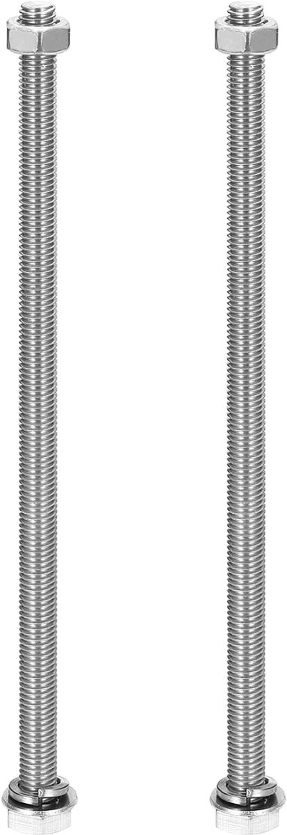 Set met zeskantschroeven van roestvrij staal 304, M8 x 200 mm, met moeren en sluitringen en schroefdraadblok, complete afwerking, voor huiselektronica, 2 sets