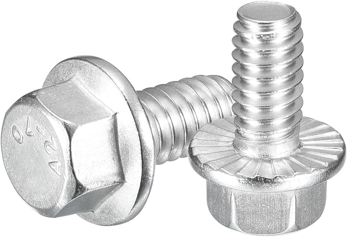 10 stuks zeskantschroeven flens zeskantkop 1/4-20 x 1/2" roestvrijstalen flensschroeven 304 zeskantige flensschroeven graad 5.8 zilver