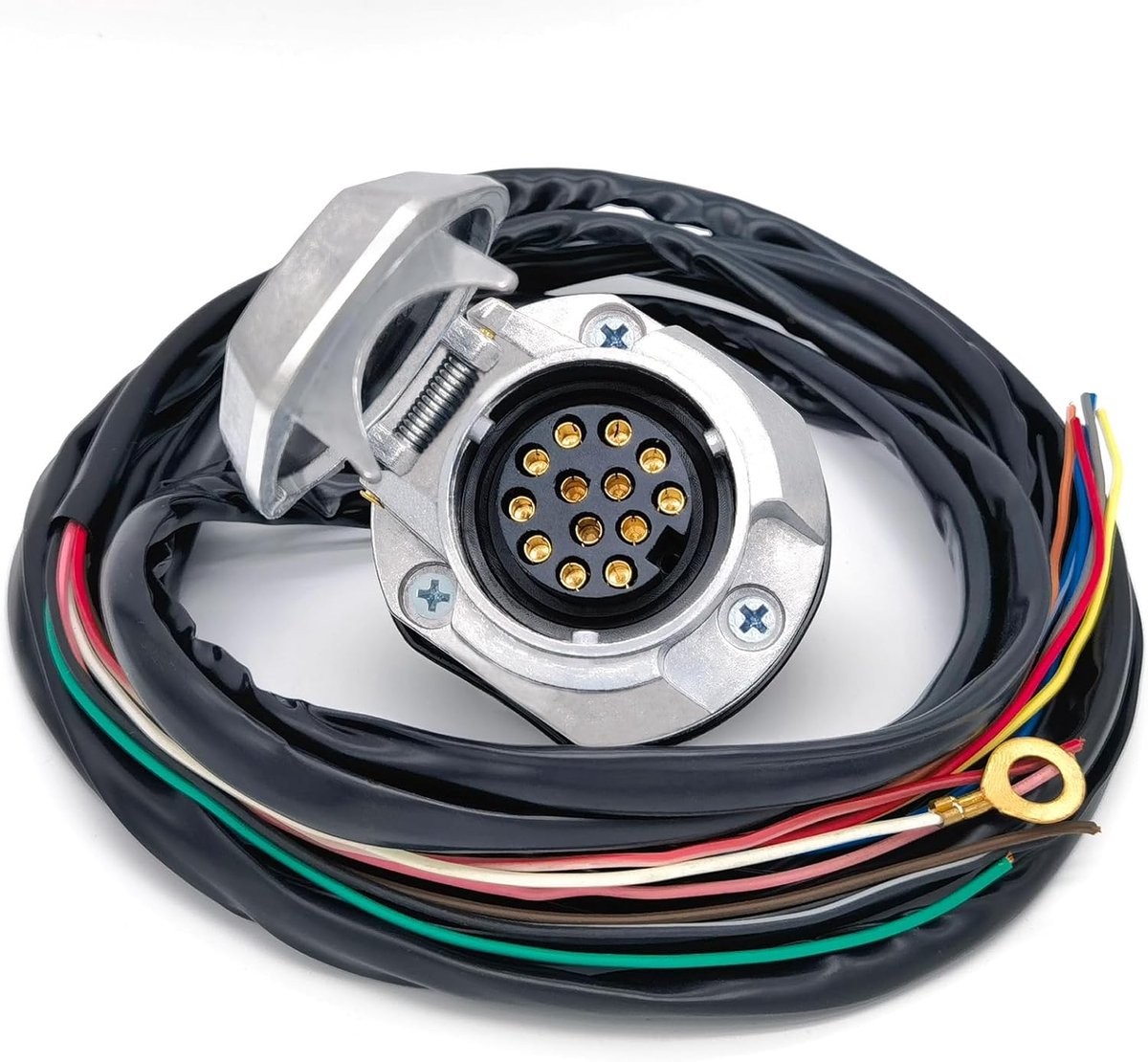 Trailerplug 13-polig - 2 m kabel - metaal - waterdicht en eenvoudig te installeren - ShopVlot