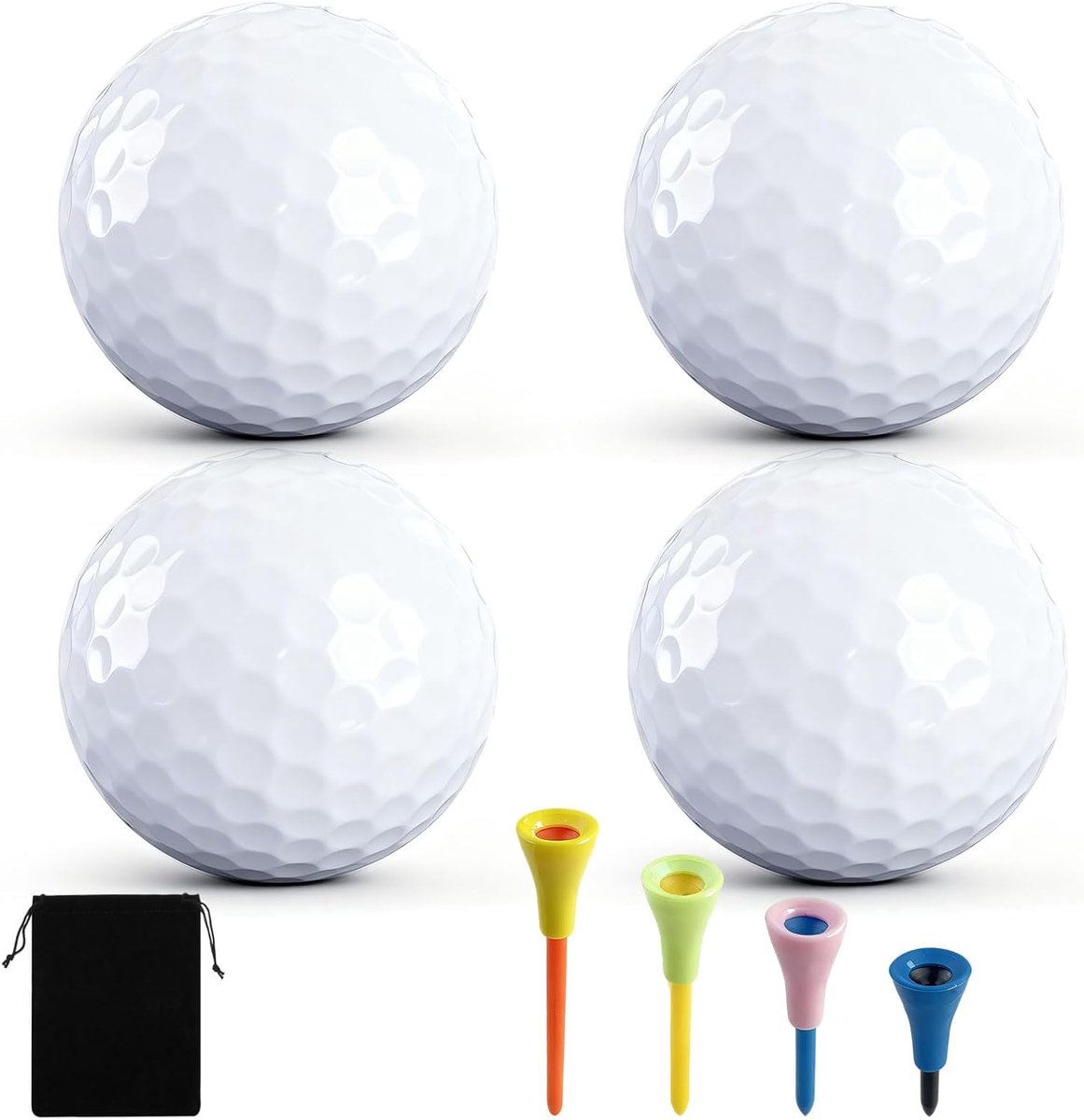 Golfballen set 4 stuks - 42mm plastic - inclusief ballenhouders - ideaal voor training en oefening - ShopVlot