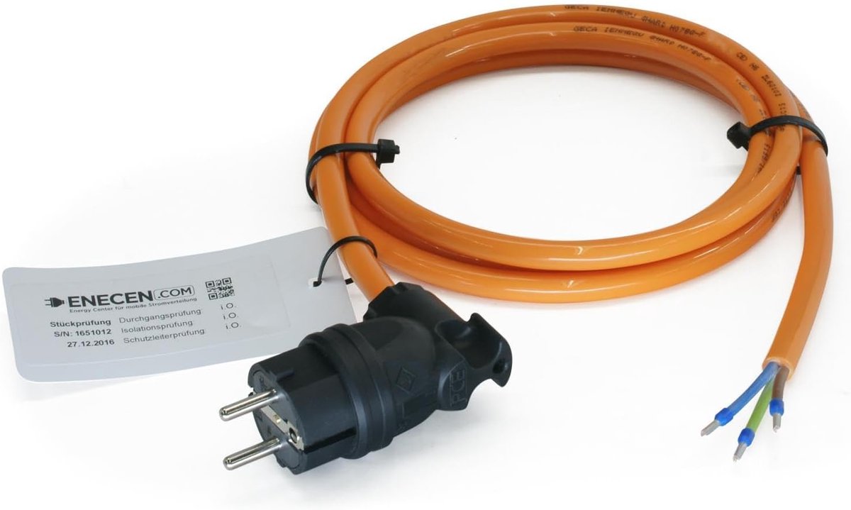 Aansluitsnoer 230V/16A IP44 - PUR H07BQ-F 3x2.5 mm² - rubberen hoekstekker - geschikt voor binnen en buiten - ShopVlot