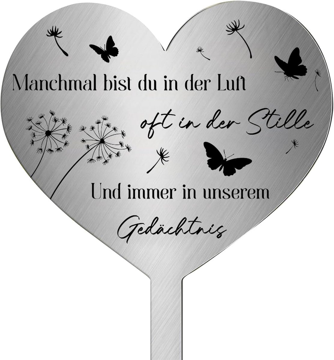 Grafdecoratie hart met vlinder - duurzaam metaal - weerbestendig - jarenlange schoonheid - ShopVlot