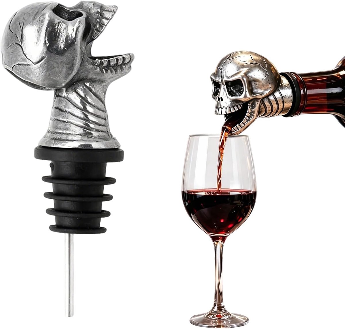 Schedel flessenschenktuit - wijnkurk en schenker - uniek design - perfect voor feestjes - ShopVlot