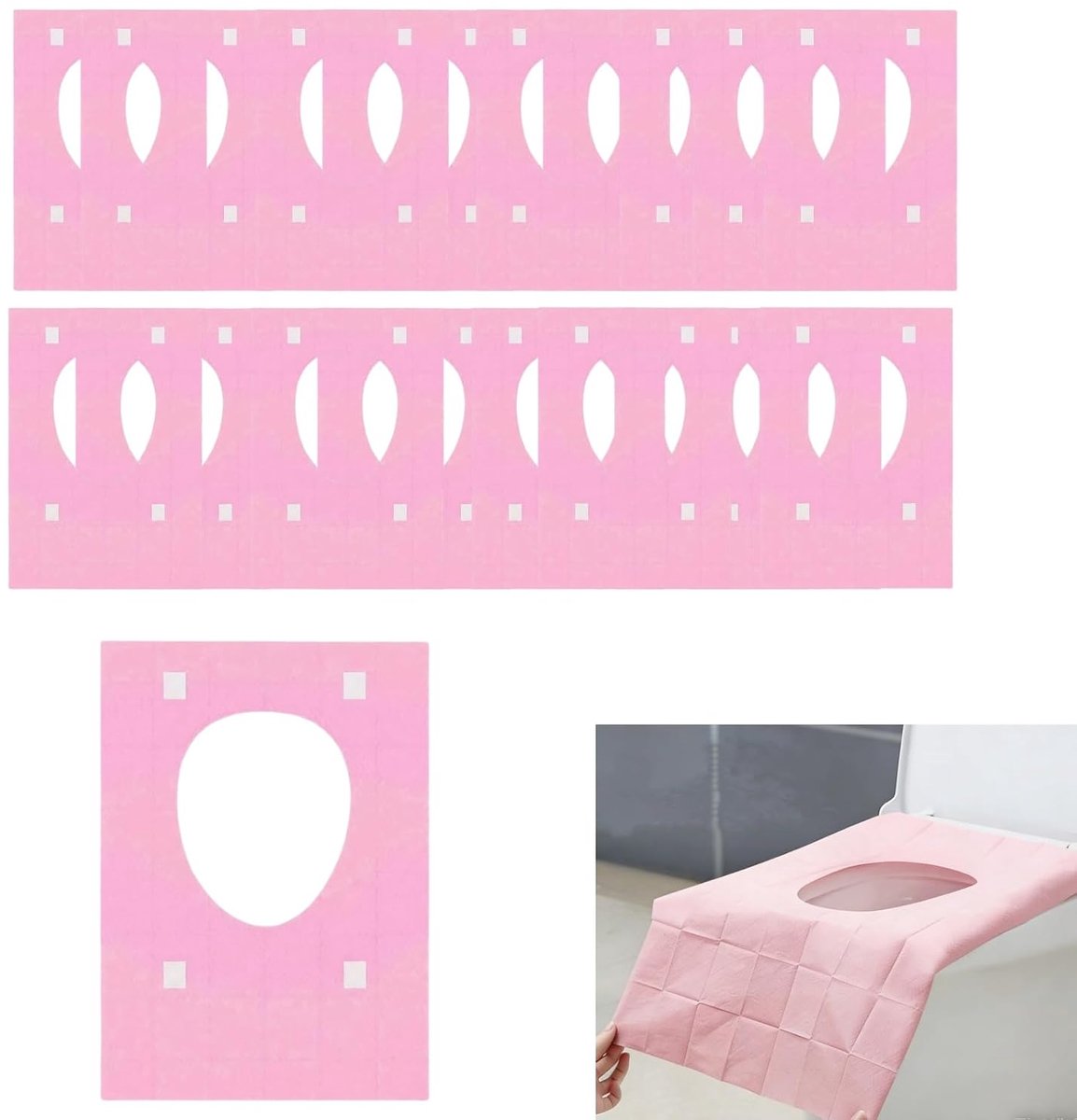 Wegwerp toiletbrilbekleding 60 stuks - Roze - Hygiënisch - Voor onderweg - ShopVlot