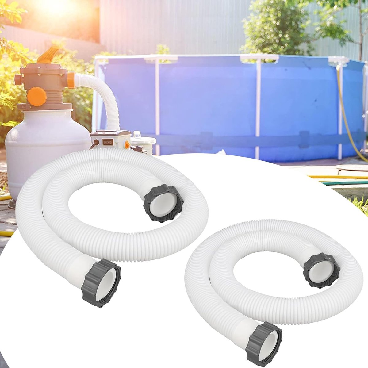 Poolslang 38 mm - 2 Stuks 150 cm - Vervangslang voor Filterpompen - Geschikt voor zwembadreiniging - ShopVlot