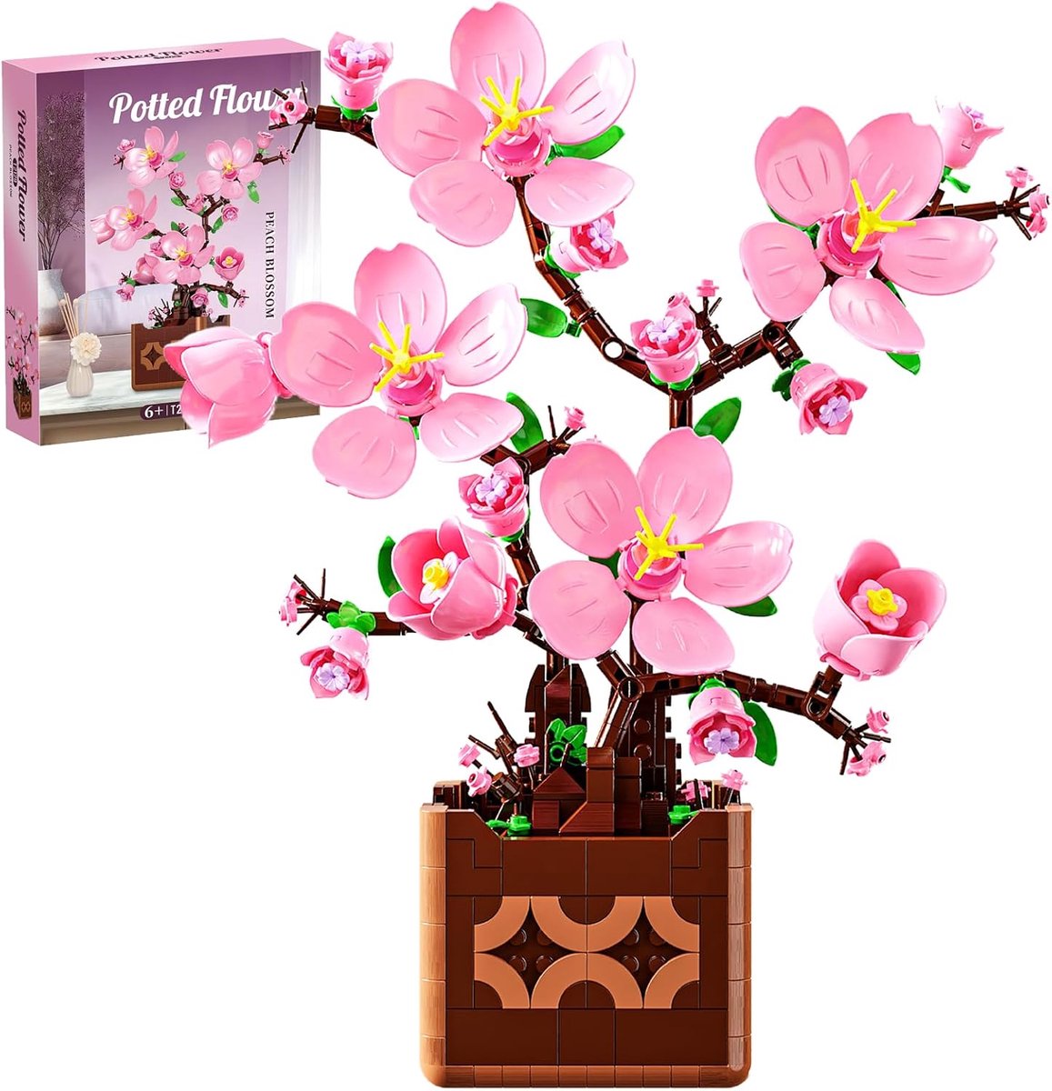 Bouwkloset 632 stuks - perzikbloem bonsai - kunstbloemen voor huisdecoratie - creatief doe-het-zelf model - ShopVlot