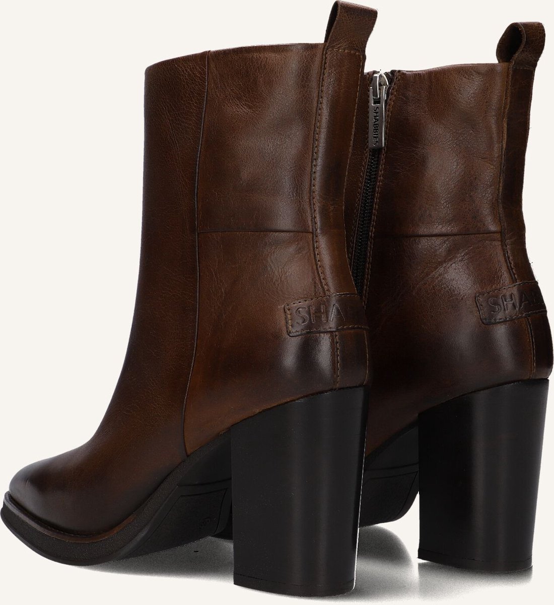 Shabbies Grunch Ami Enkellaarsjes - Enkelboots met rits - Dames - Bruin - Maat 42