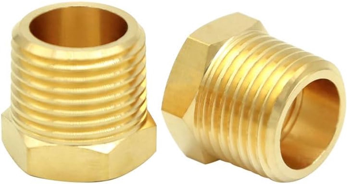 Verloopstuk 3/4 Inch Man tot 1/2 Inch Vrouw - Messing - Stevige verbinding - Voor water, olie en gas - ShopVlot