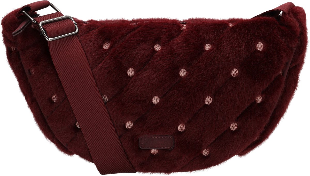 Zebra Trends Celine Crossbodytas - Faux Bont - Schoudertas - Damestas - Geborduurde Details - Verstelbare Schouderband - Ritsvakken - Bordeaux rood