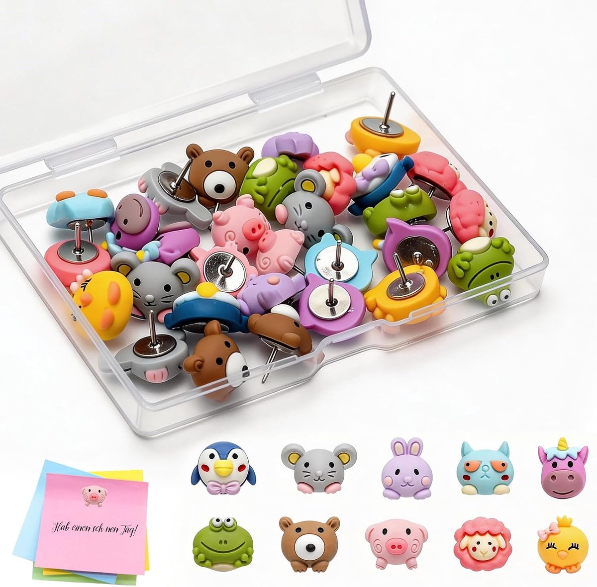 Dierenpunaises 30 stuks - decoratieve punaises - schattige dieren - ideaal voor kurkborden - ShopVlot