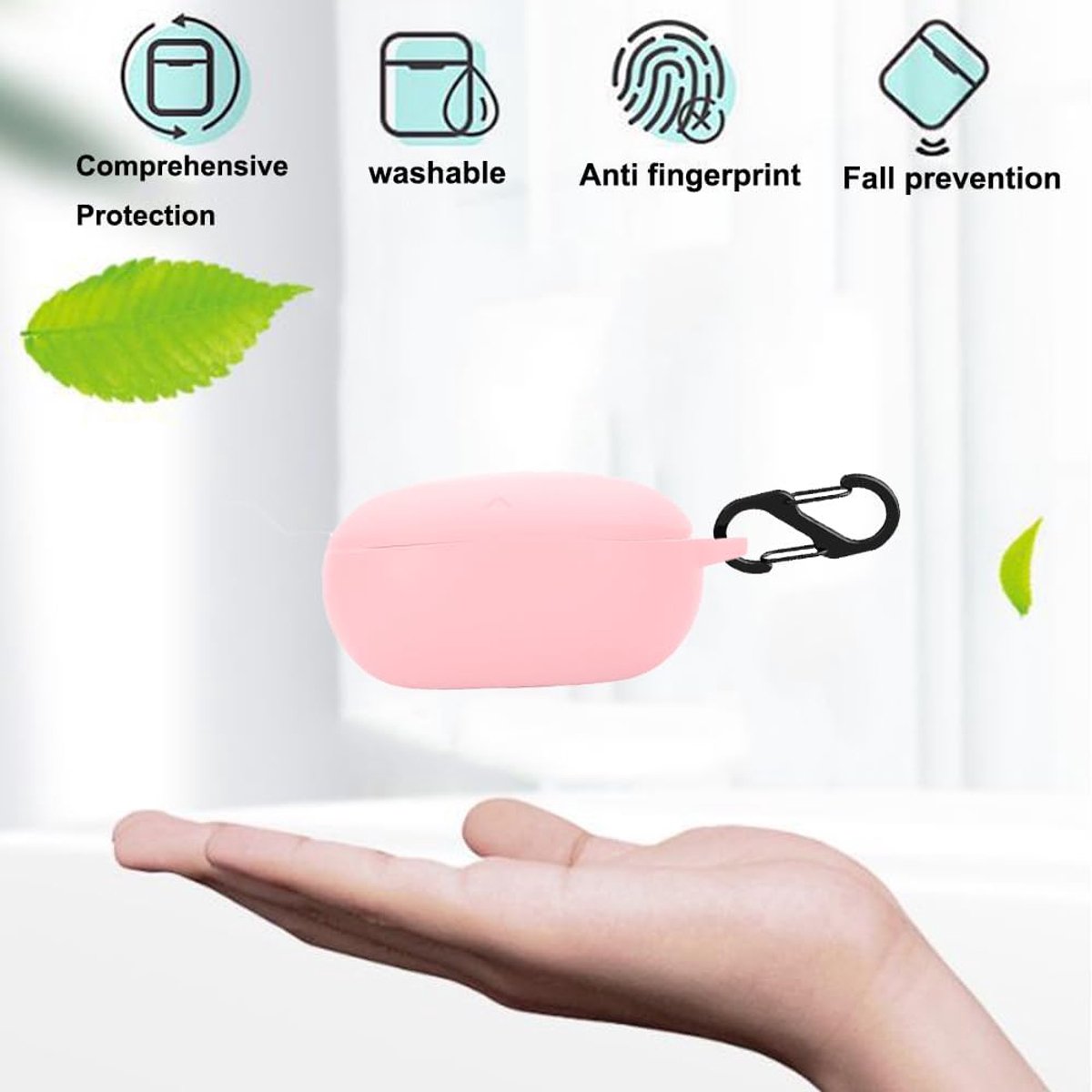 Silicone hoes voor koptelefoon - schokbestendige beschermhoes - roze - handige keychain - ShopVlot