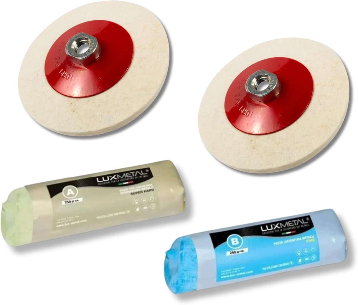 Polijstschijven 100 mm - Vilt - Inclusief 2 polijstpasta's - Perfect voor metaalbewerking - ShopVlot