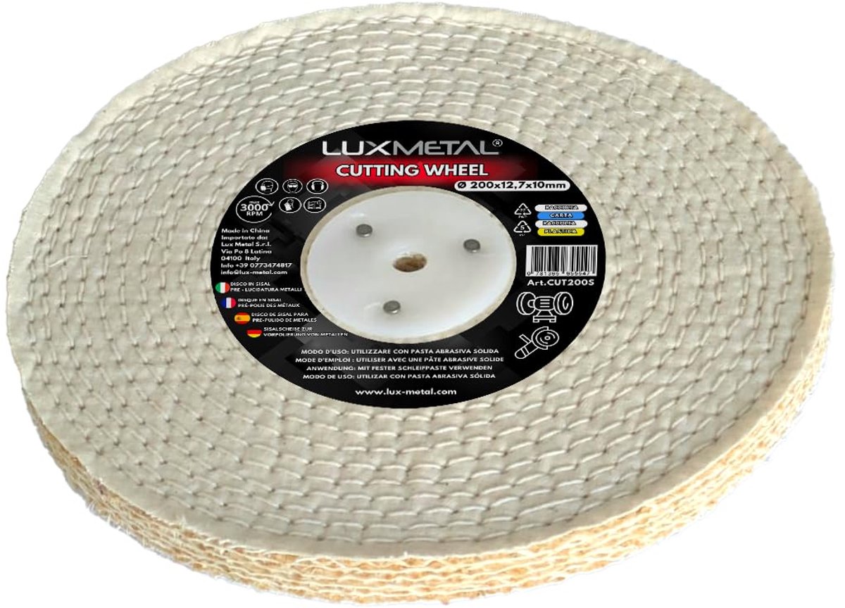 Polijstschijf 200 mm - sisal - voor slijpmachine - ideaal voor polijsten van metalen - ShopVlot