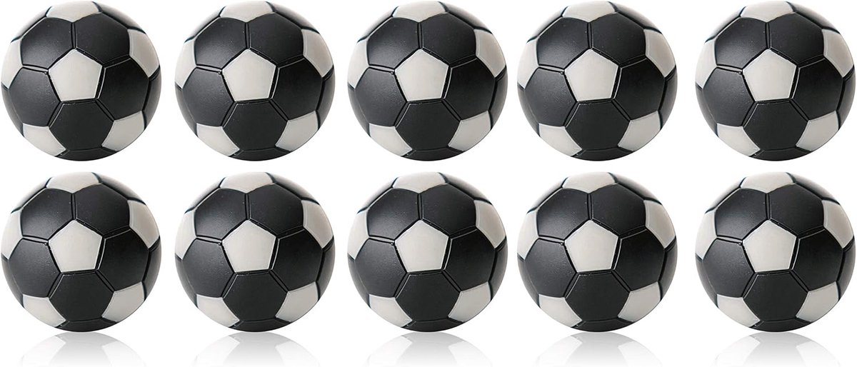 Kickerball set van 10 - 35mm - zwart-zilver - duurzaam en naadloos - ShopVlot