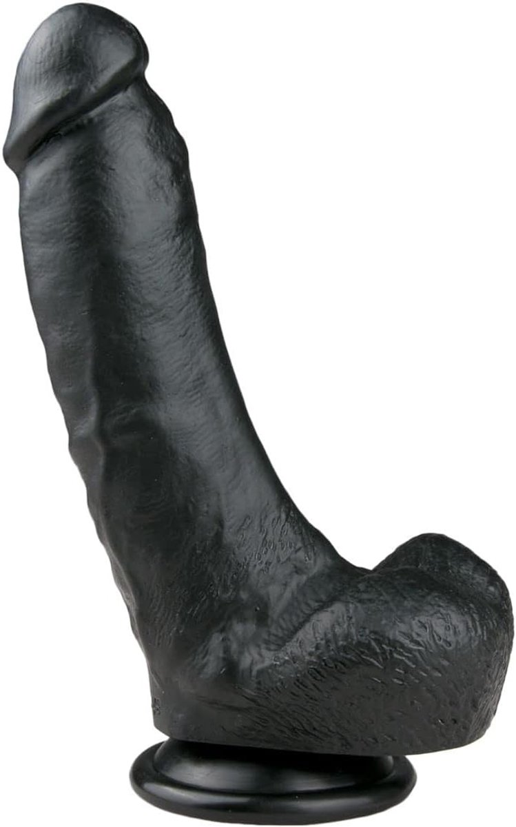 Realistische dildo 20 cm - licht gebogen - met balzak - krachtige zuignap - ShopVlot