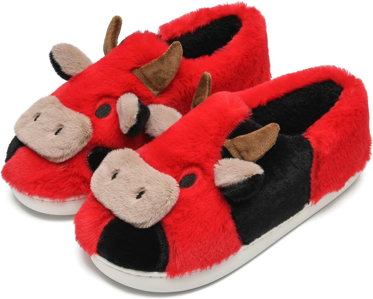 Huisslippers Furry Koe - Pluche Warmte - Schattige Dierenlook - Perfect voor Binnen en Buiten - ShopVlot