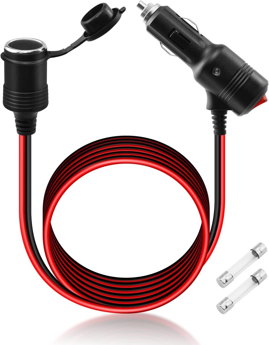 Cigarette lighter verlengkabel 10FT - 12V 15A - met aan/uit schakelaar - ideaal voor auto koeler - ShopVlot