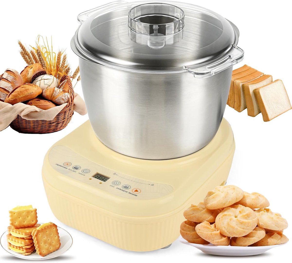Brooddeegmachine 7 liter - RVS - Automatische kneding - Efficiënte deegverwerking - ShopVlot