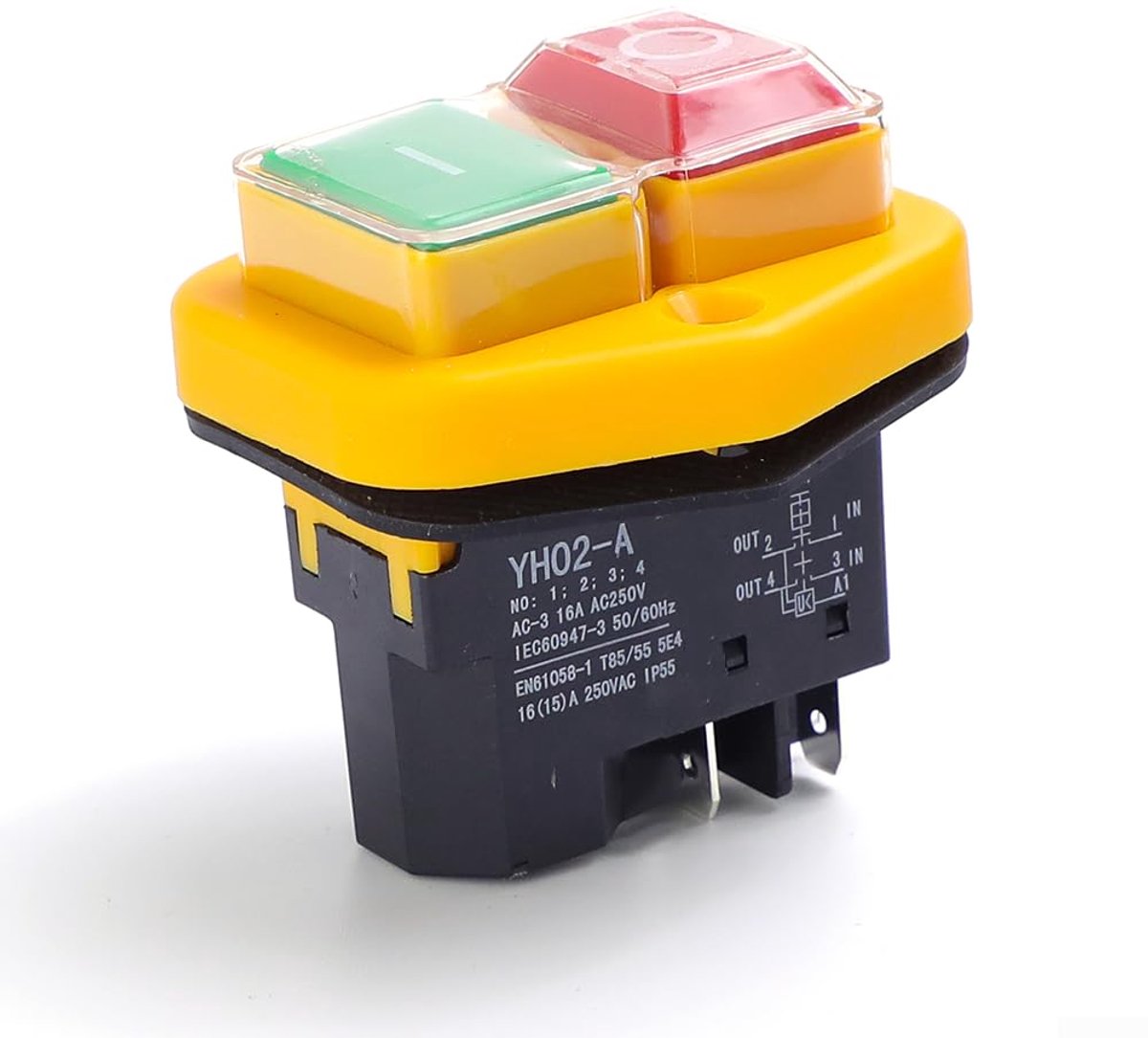 Drukknop schakelaar AC220V 18A - Waterdicht IP55 - 4-polig - Geschikt voor tuin- en buitengebruik - ShopVlot