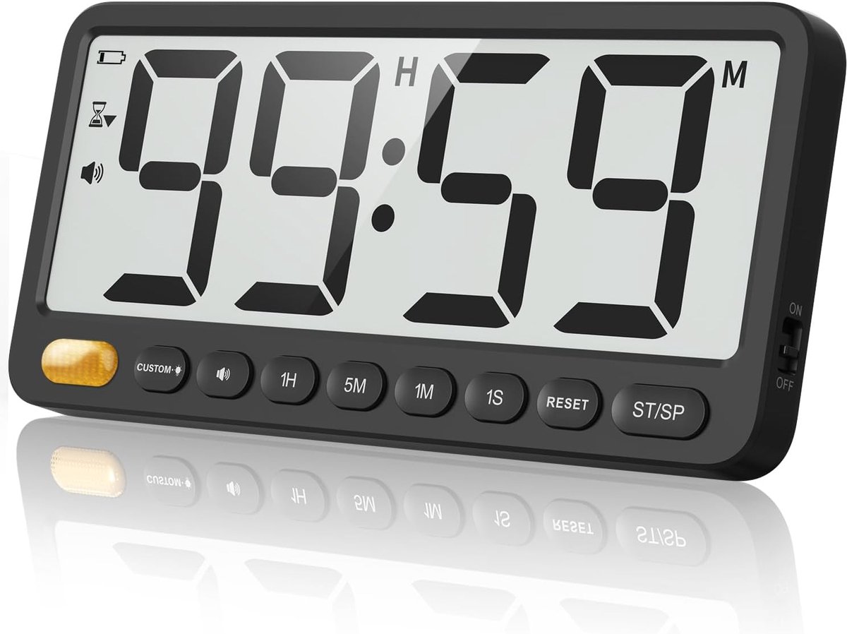 Digitale keukentimer extra groot 7,6 inch - zwart - magnetisch - ideaal voor koken - ShopVlot