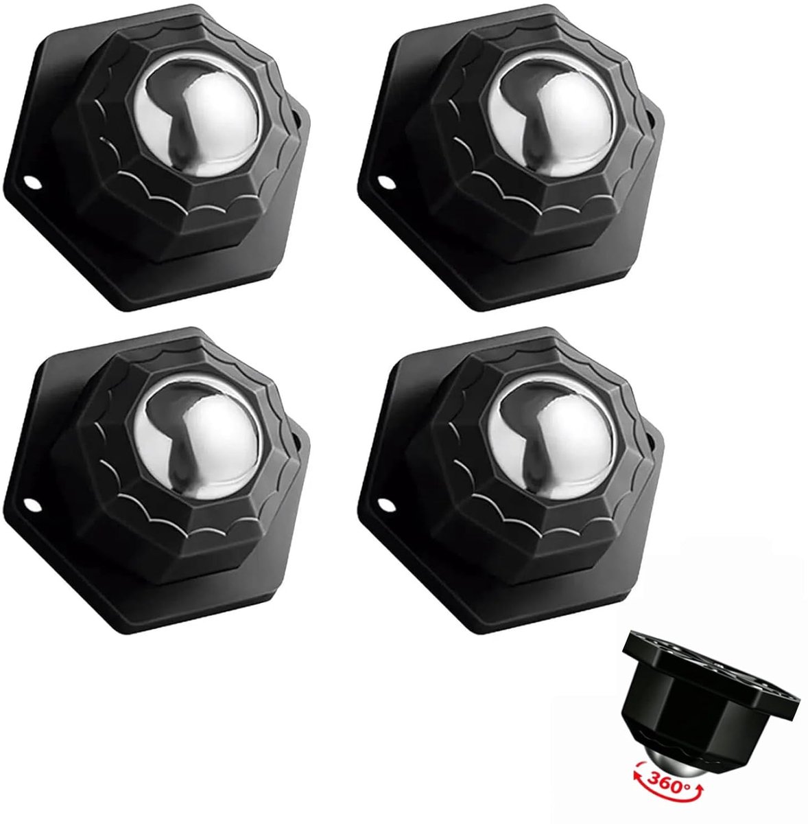 Mini-wielen 4 stuks - 360 graden draaibaar - laag profiel - ideaal voor meubels en planten - ShopVlot