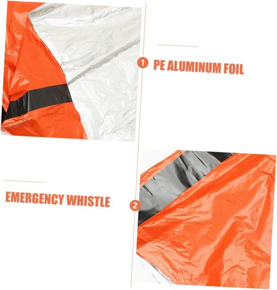 Nood Slaapzak - Bivakzak Overlevingszak - Outdoor Kamperen - Waterdichte PE Aluminiumfolie - 213 x 90 cm - Oranje — afbeelding 4