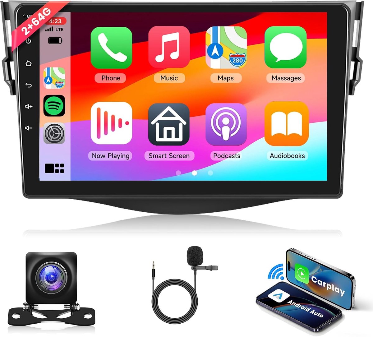 Auto Radio 9 inch - 2G 64G Android 13 - Draadloze Carplay - GPS Navigatie en Bluetooth - ShopVlot