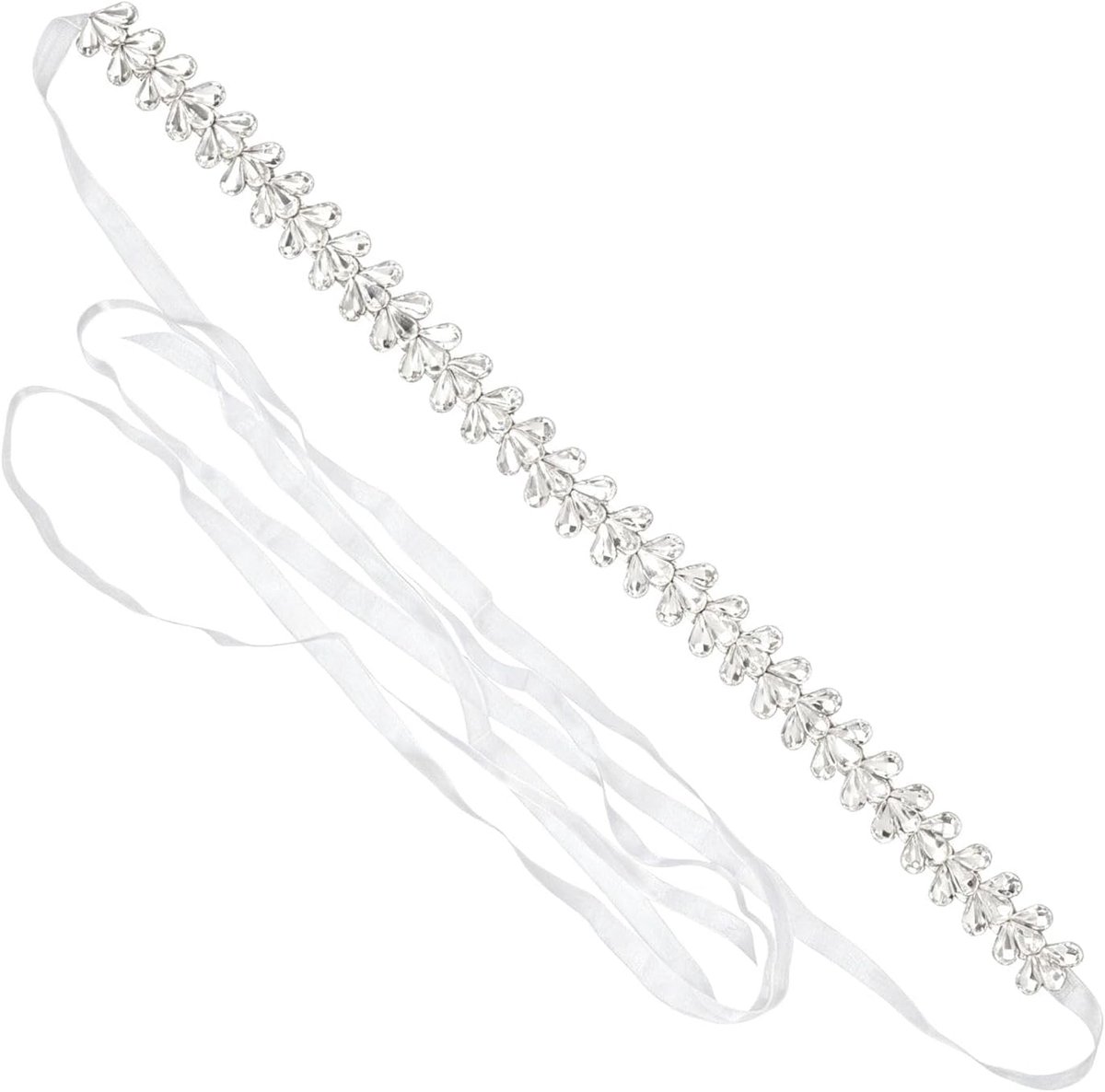 Glitterriem dames 85 cm - strass zilver - elegante tailleriem - perfect voor bruiloft - ShopVlot